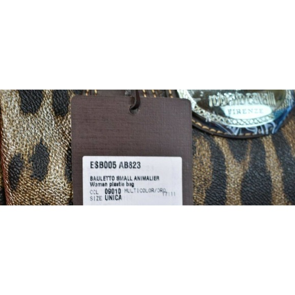 NIB ROBERTO CAVALLI BOWLING MULTI COLOR LEOPARD PRINT COATED CANVAS ZIPPER BAG - Picture 12 of 12